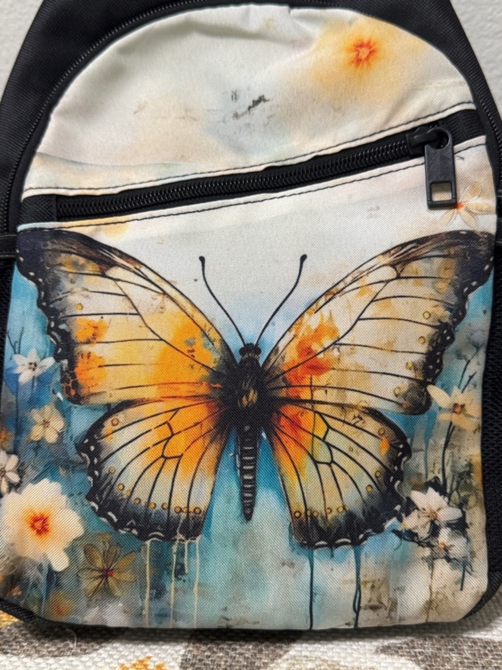 🦋 Black Butterfly Sling Backpack – Watercolor Graphic Crossbody Bag - Picture 10 of 10